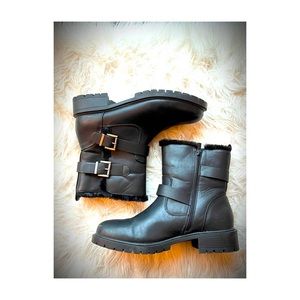 TORRID Fur-lined Vegan Leather Moto Boots (NWOT)
